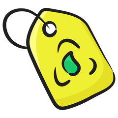 
Doodle icon of eco tag portraying ecology concept 
