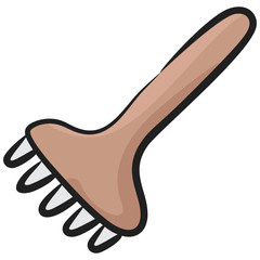 
A digging tool icon, doodle design of garden rake 
