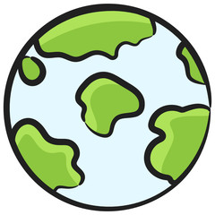 
A spherical model of earth, globe icon in flat design 
