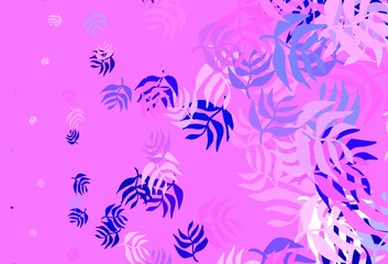 Light Purple vector doodle pattern with leaves.