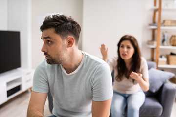Obraz premium Sad Man Arguing Couple Family Divorce