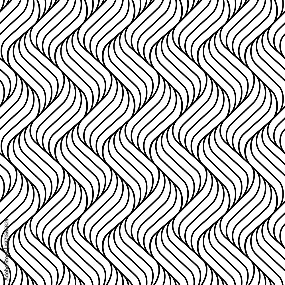 Poster vector seamless pattern. background wavy line. modern waves texture. intricate pipple curly stripe. 