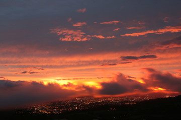 Sunset with orange colors