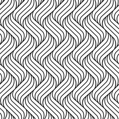 Fototapeta premium Vector seamless pattern. Background wavy line. Modern waves texture. Intricate pipple curly stripe. Repeating contemporary monochrome design for prints. Endless stylish abstract geometric stripes