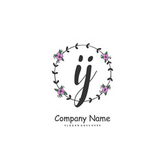 I J IJ Initial handwriting and signature logo design with circle. Beautiful design handwritten logo for fashion, team, wedding, luxury logo.