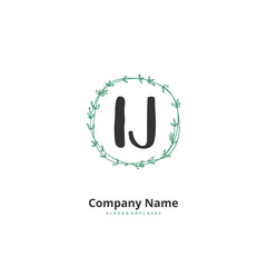 I J IJ Initial handwriting and signature logo design with circle. Beautiful design handwritten logo for fashion, team, wedding, luxury logo.