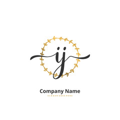 I J IJ Initial handwriting and signature logo design with circle. Beautiful design handwritten logo for fashion, team, wedding, luxury logo.