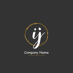 I J IJ Initial handwriting and signature logo design with circle. Beautiful design handwritten logo for fashion, team, wedding, luxury logo.