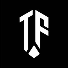 tf logo monogram with emblem shield style design template