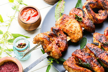 Kebab marinated in nettles