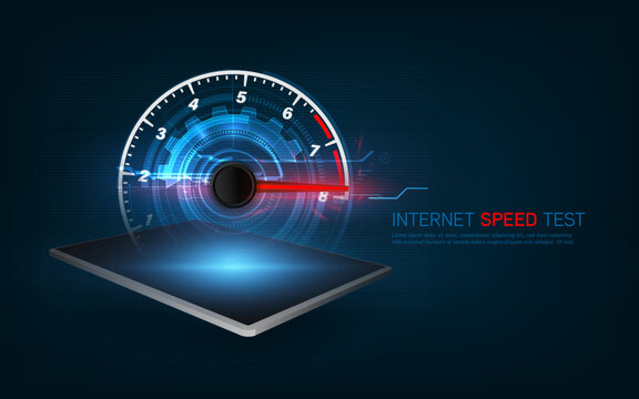 Internet speed test smartphone interface vector template. Mobile app page blue design layout. Wifi, mobile internet booster screen. Flat UI for application.