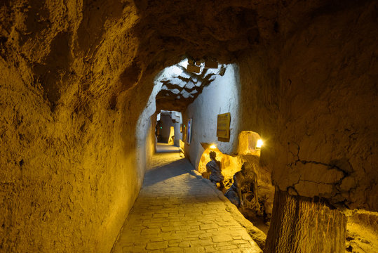 Over 2000 years old Karez Well system, ancient underground irrigation system in Turpan, Xinjiang, China. Image noisy due to high ISO.