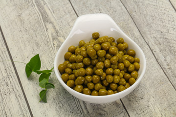 Canned Green peas in the bowl