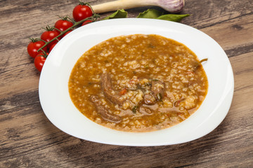 Caucasian Kharcho soup with beef meat