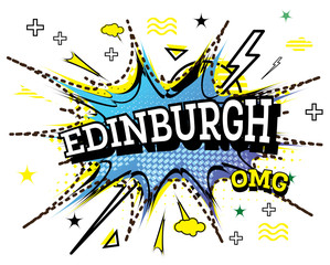 Edinburgh Comic Text in Pop Art Style Isolated on White Background.