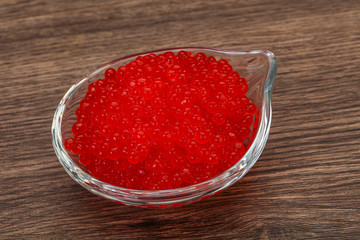 Red salmon caviar in the bowl