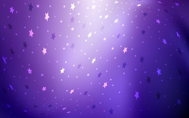 Light Purple vector pattern with christmas stars. Shining colored illustration with stars. The pattern can be used for new year ad, booklets.