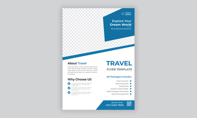 Travel Agency Flyer or Poster Design, Creative Template, Banner or Flyer design for Tour and Travel concept
