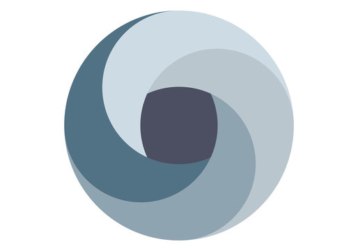 Logo de obturador de colores azules grisaceos.