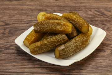 Pickled cucumbers in the plate