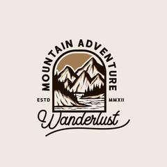 Mountain adventure emblem logo template. Vector logo