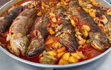 delicious trout with vegetables and sauce