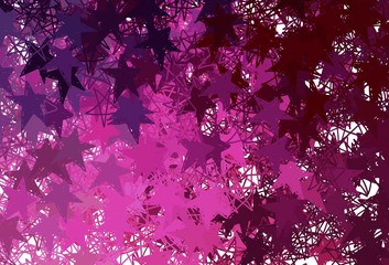 Plakat Dark Pink vector layout with bright stars.