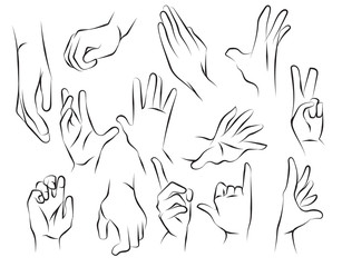 Hands sketch and drawing black and white
