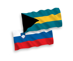 Flags of Slovenia and Commonwealth of The Bahamas on a white background
