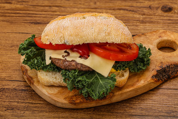 Italian ciabatta bread with burger