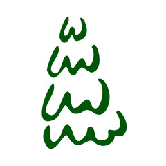 Christmas trees. Hand-draw doodles in green color.