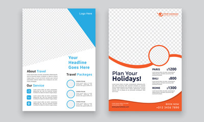Travel Agency Flyer or Poster Design, Creative Template, Banner or Flyer design for Tour and Travel concept
