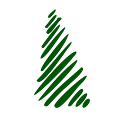 Obraz premium Christmas trees. Hand-draw doodles in green color.