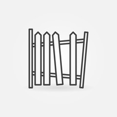 Old Broken Fence vector concept icon or symbol in thin line style