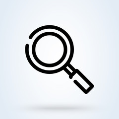Magnifying glass or search icon or logo line art style. Outline loupe concept. Magnifying glass illustration.