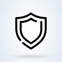 secure, best shield protection icon or logo line art style. Outline Protection activated concept. Safety system  illustration.