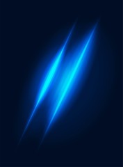Neon light power, fantasy shine glitter effect vector blurred blue design element, magic bright space trail lines on dark background, abstract energy motion shape, smooth, mystery glow transparent