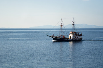 Boat on the sea. Sailboat.