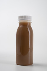 coffee product mockup on plastic bottle over white background