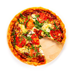 Margherita pizza on white background

