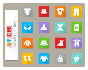 baby clothes icon set