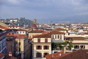 Amazing view of Florence city from Campanile di Giotto bell tower in Florence Italy