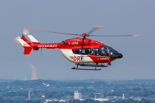 DRF Luftrettung Airbus Helicopters EC145 helicopter Dortmund Airport in Germany