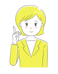 Woman wearing the suit came up with a great idea. Isolated on white background.