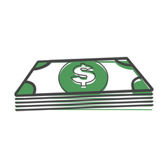 Cash  money icon. Flat image money cartoon style on white isolated background.