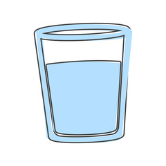 Vector icon glass cup with water. Glass with a drink  cartoon style on white isolated background.