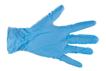 Blue latex medical gloves  isolated on white background.