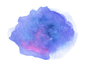 Abstract purple blue and pink watercolor background on paper.