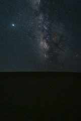 Night landscape of the star sky with milky way among the desert, Inner Mongolia, Northwest of China