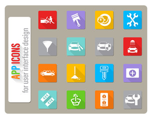 car shop icon set